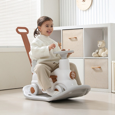 Поезд-качалка-беговел UNIX Kids Train Grey