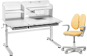 Комплект парта Iris II Grey + кресло Mente Grey + чехол для кресла в подарок Желтый. Растущие парты, парты-трансформер для дома и школы. За такой партой школьник будет учиться на отлично ⭐⭐⭐⭐⭐