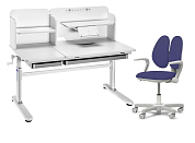 Комплект парта Iris II Grey + кресло Mente Grey + чехол для кресла в подарок Фиолетовый. Растущие парты, парты-трансформер для дома и школы. За такой партой школьник будет учиться на отлично ⭐⭐⭐⭐⭐