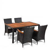 комплект плетеной мебели afm-460 150x90 brown (4+1) в официальном магазине viva-verde.ru
