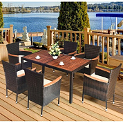 комплект плетеной мебели afm-460b 150x90 brown (6+1) в официальном магазине viva-verde.ru