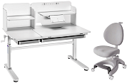Комплект парта Iris II Grey + кресло Cielo Grey + чехол для кресла в подарок Серый. Растущие парты, парты-трансформер для дома и школы. За такой партой школьник будет учиться на отлично ⭐⭐⭐⭐⭐