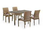 комплект мебели из искусственного ротанга t256b/y379b-w65 light brown (4+1) в официальном магазине viva-verde.ru